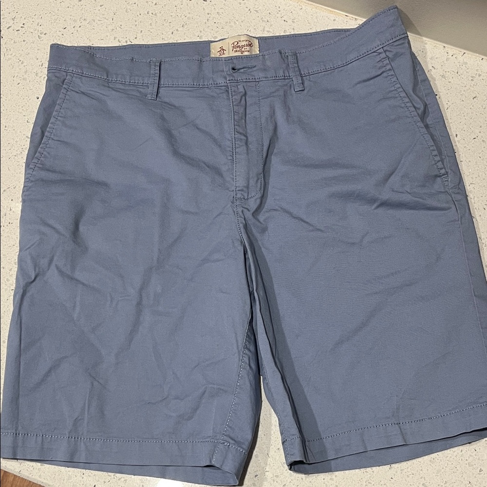 Slate Blue Flat Front Shorts